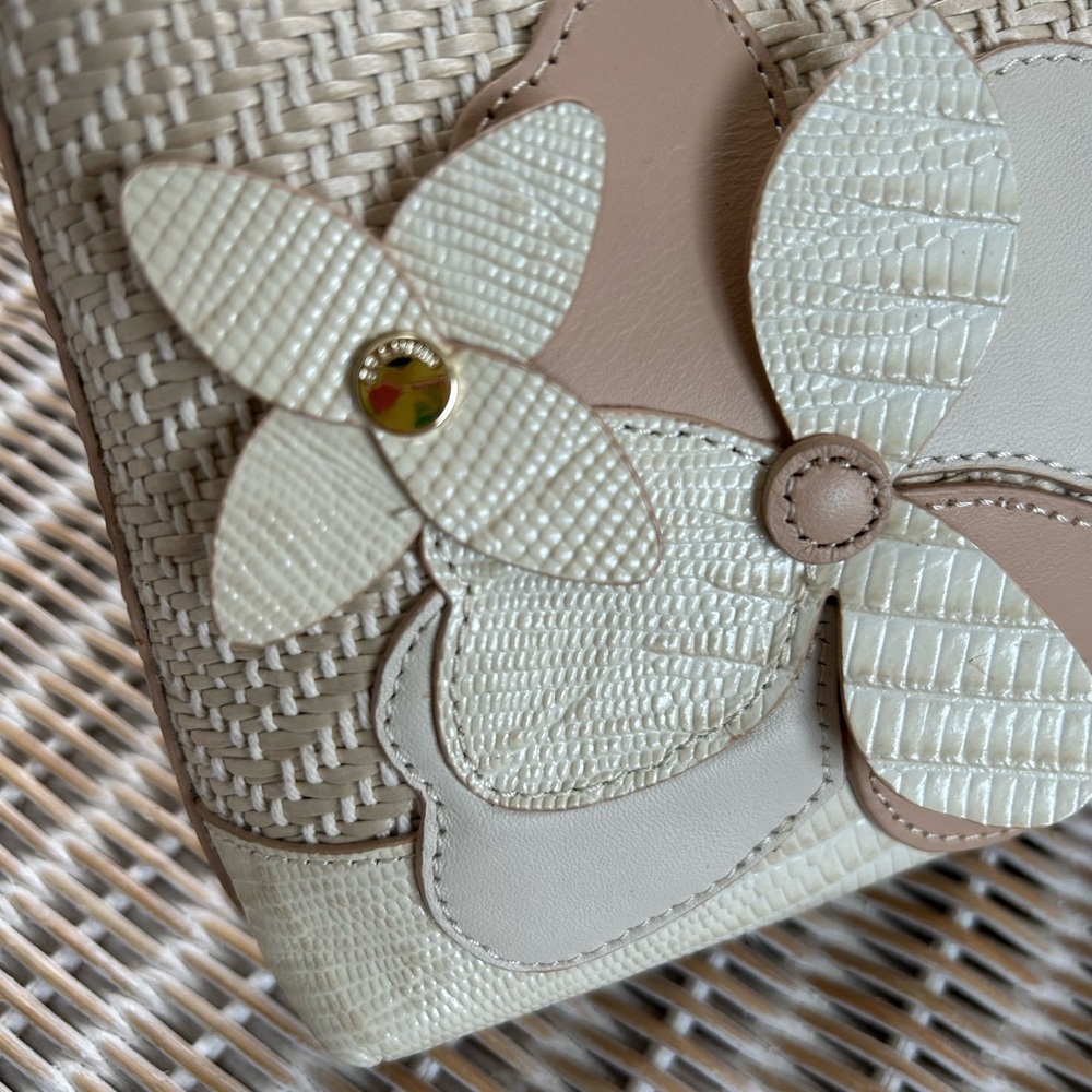 16. Brahmin Anytime Mini Bag in Crème Mairamonte with 3DFlower Motiffs Leather - Picture 3 of 7
